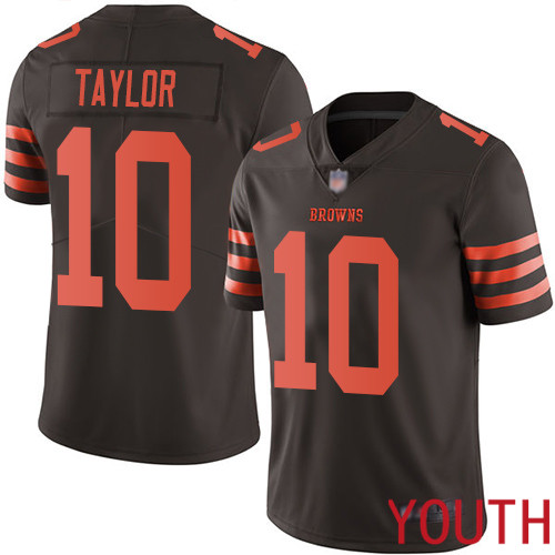 Cleveland Browns Taywan Taylor Youth Brown Limited Jersey #10 NFL Football Rush Vapor Untouchable->youth nfl jersey->Youth Jersey